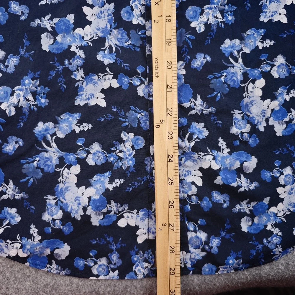 Banana Republic Luxe Poplin Shirt Mens Medium Untucked Slim Fit Blue Floral